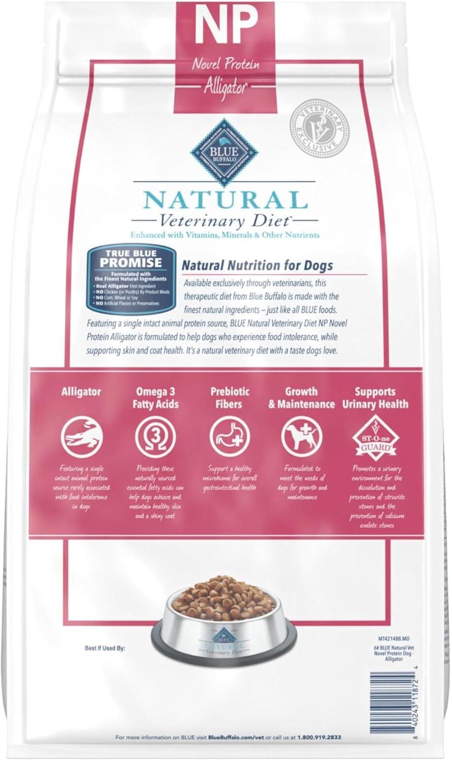 imageBlue Buffalo Natural Veterinary Diet NP Novel Protein Dry Dog Food Food Sensitivity Formula Veterinarian Prescription Required Alligator 6lb BagAlligator