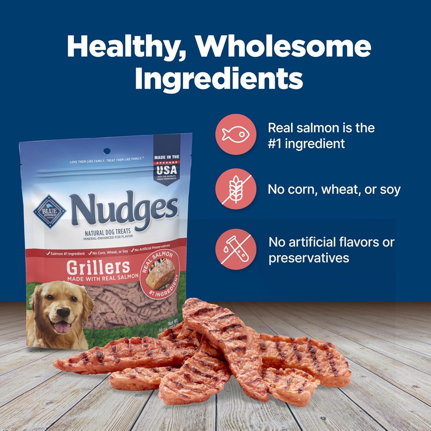 imageBlue Buffalo Nudges Grillers Natural Dog Treats Made in the USA with Real Chicken 16oz BagSalmon