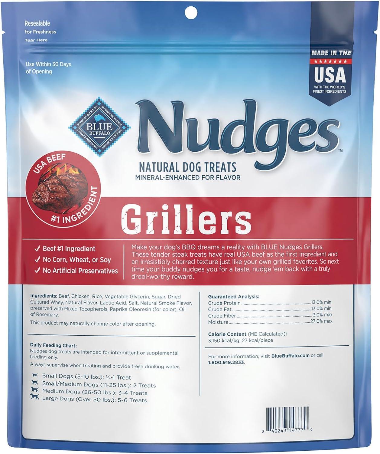 imageBlue Buffalo Nudges Grillers Natural Dog Treats Made in the USA with Real Chicken 16oz BagSteak