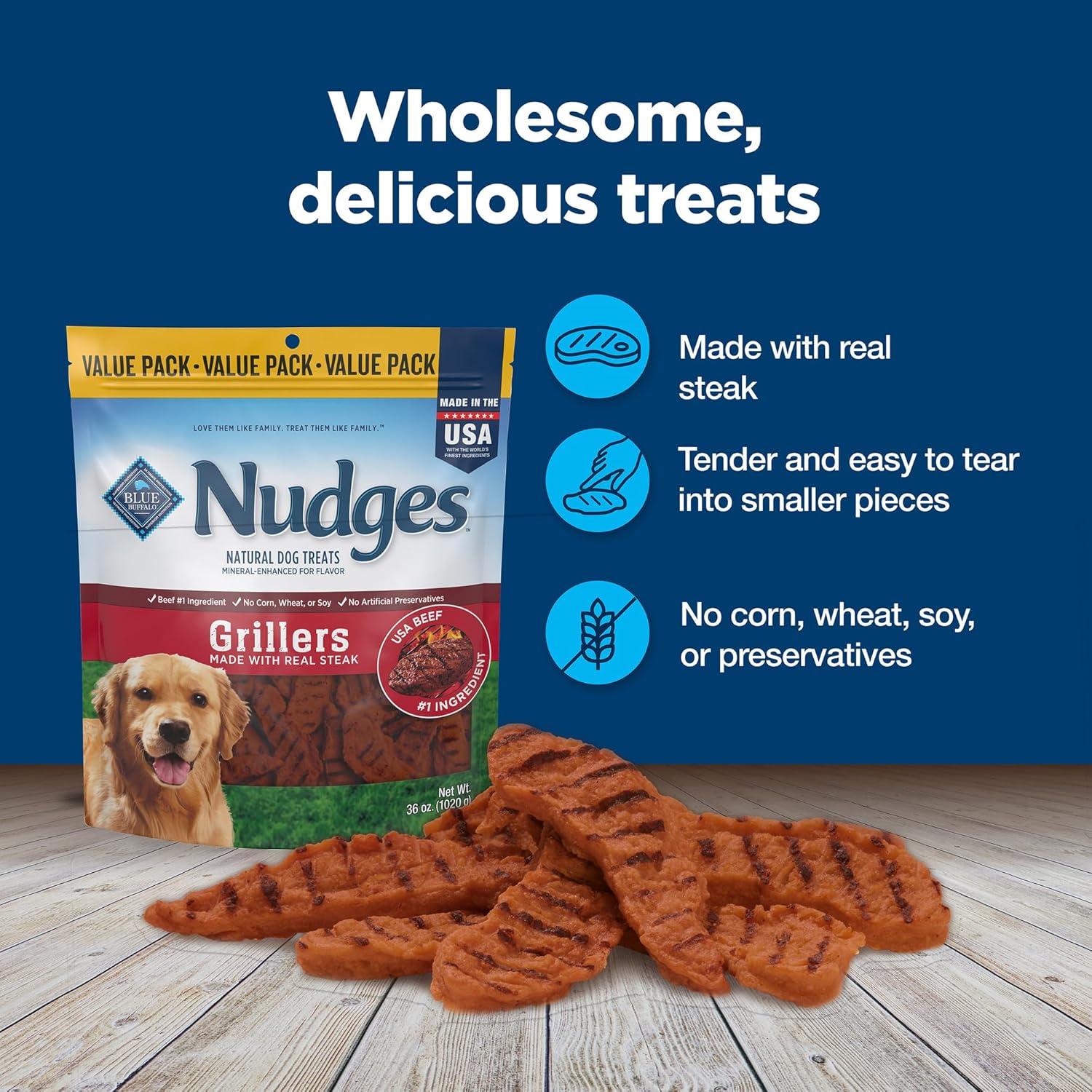 imageBlue Buffalo Nudges Grillers Natural Dog Treats Made in the USA with Real Chicken 16oz BagSteak