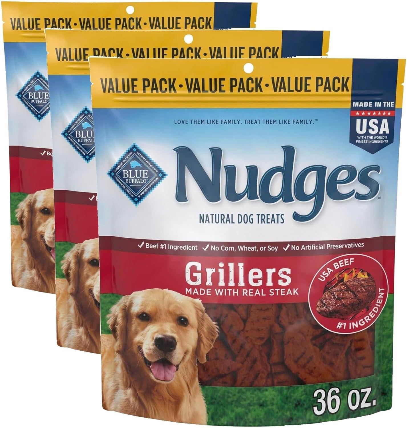 imageBlue Buffalo Nudges Grillers Natural Dog Treats Made in the USA with Real Chicken 16oz BagSteak