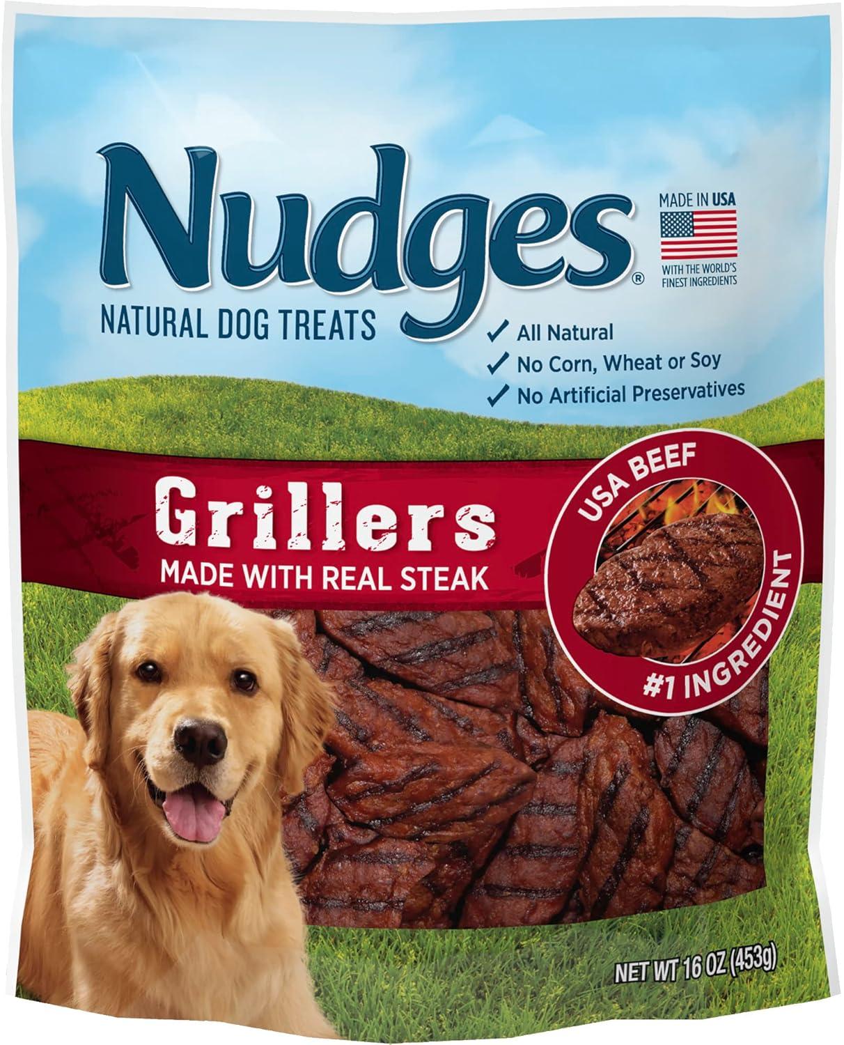 imageBlue Buffalo Nudges Grillers Natural Dog Treats Made in the USA with Real Steak 16oz BagBeef
