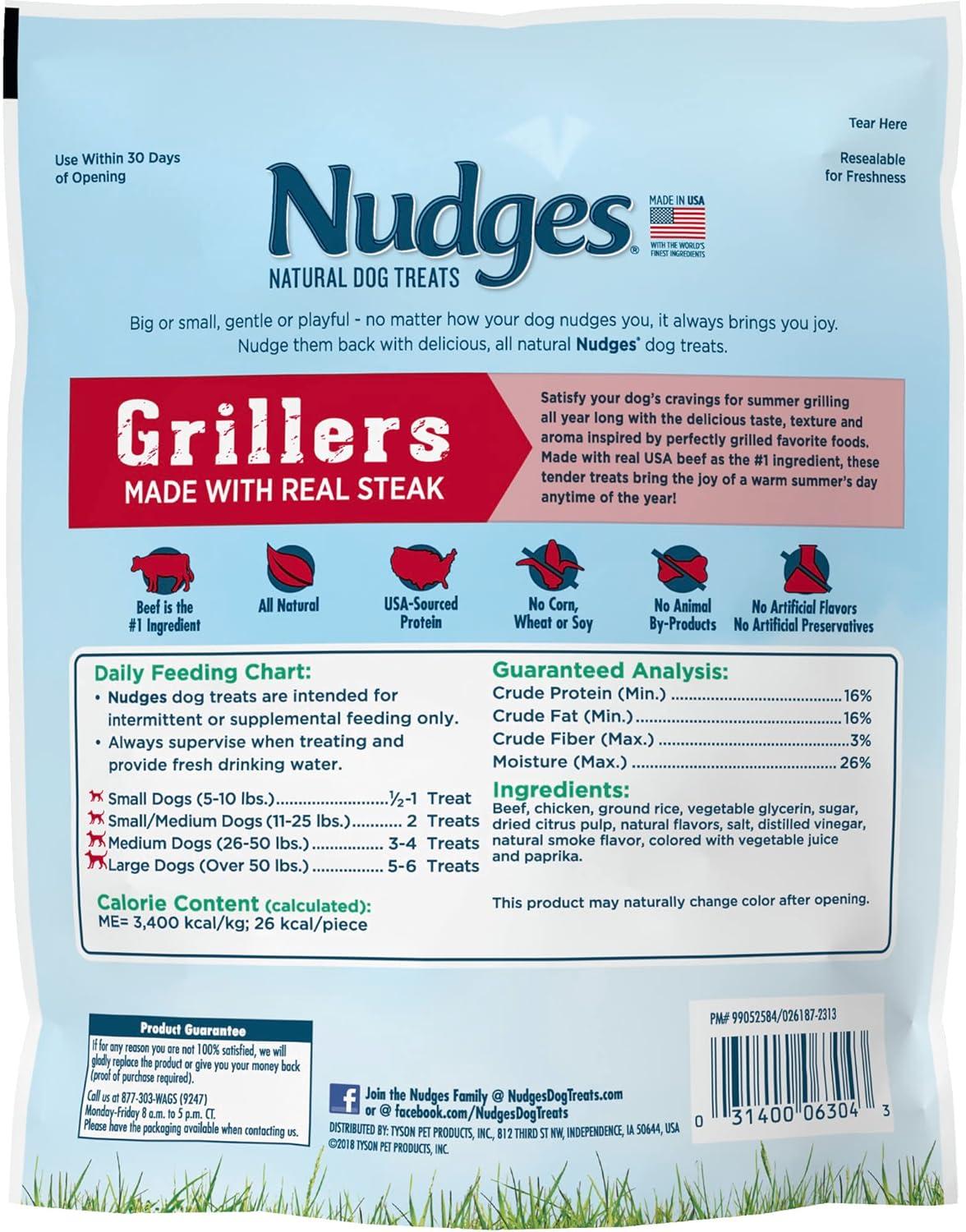 imageBlue Buffalo Nudges Grillers Natural Dog Treats Made in the USA with Real Steak 16oz BagBeef