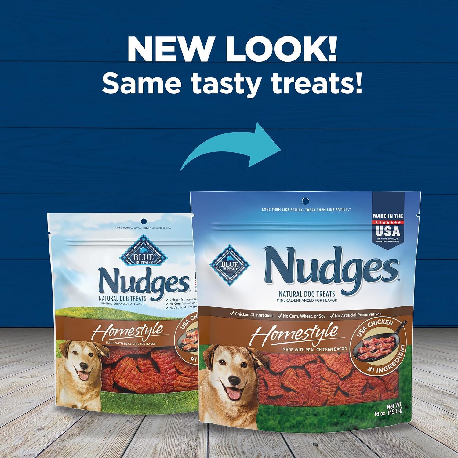 imageBlue Buffalo Nudges Grillers Natural Dog Treats Made in the USA with Real Steak 16oz BagChicken and Bacon