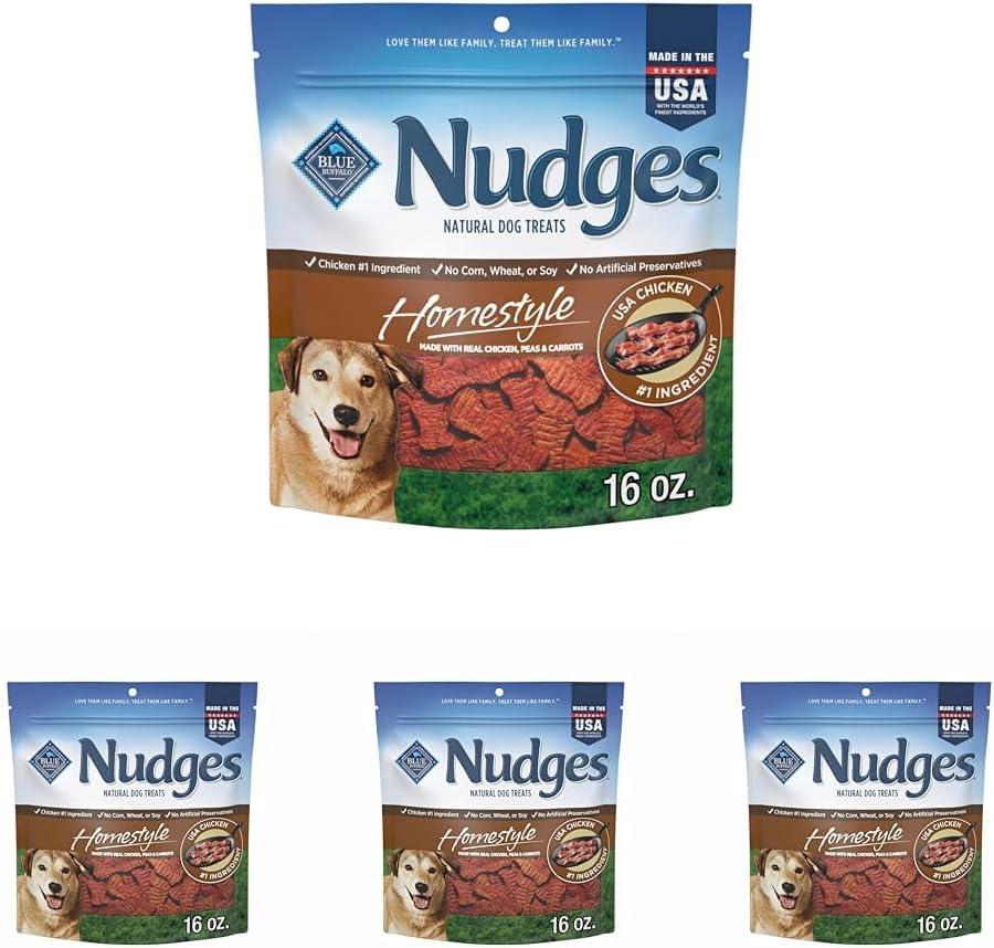 imageBlue Buffalo Nudges Grillers Natural Dog Treats Made in the USA with Real Steak 16oz BagChicken and Bacon