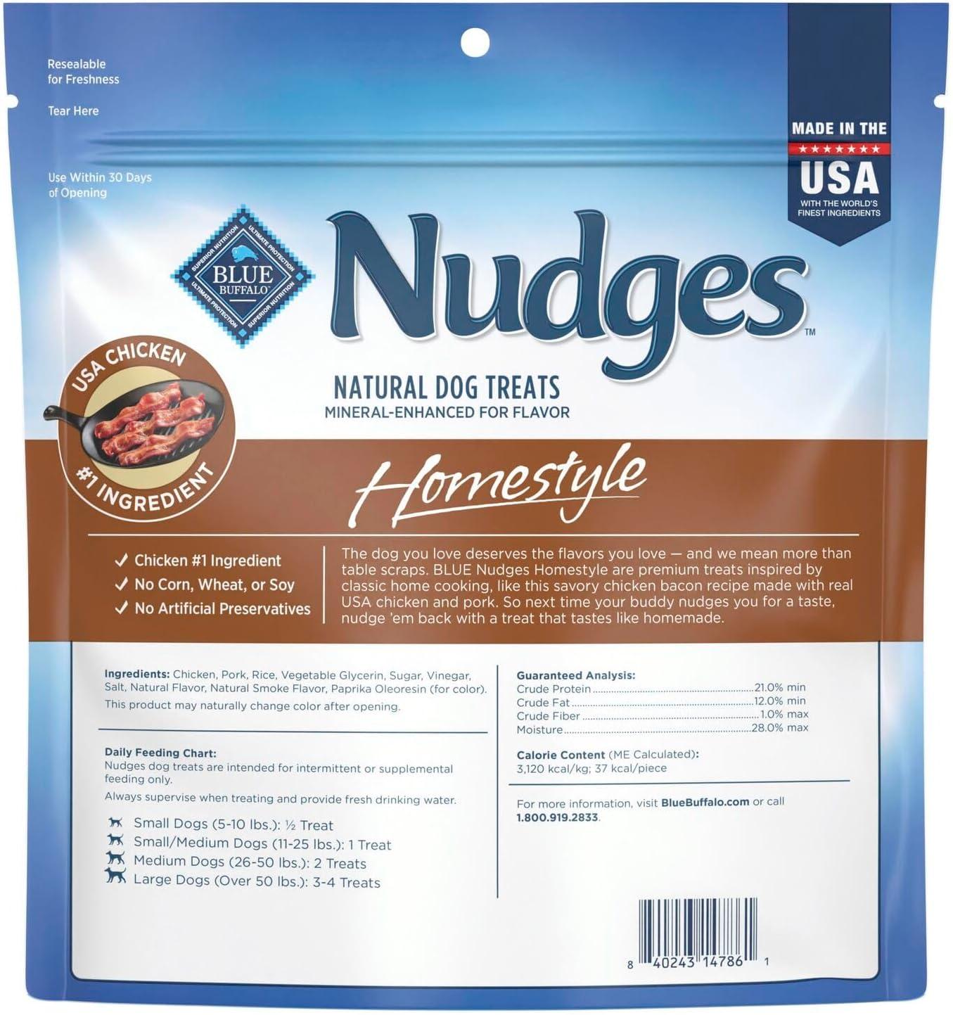 imageBlue Buffalo Nudges Grillers Natural Dog Treats Made in the USA with Real Steak 16oz BagChicken and Bacon