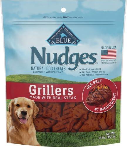 imageBlue Buffalo Nudges Grillers Natural Dog Treats Made in the USA with Real Steak 16oz BagSteak