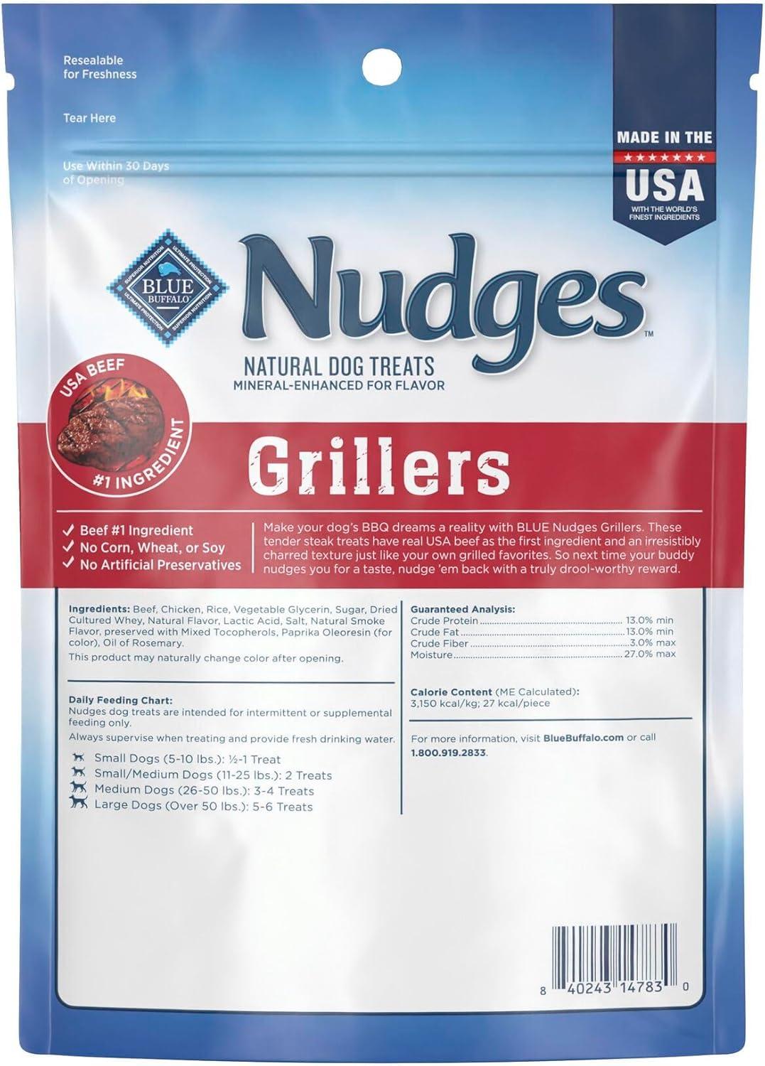 imageBlue Buffalo Nudges Grillers Natural Dog Treats Made in the USA with Real Steak 16oz BagSteak