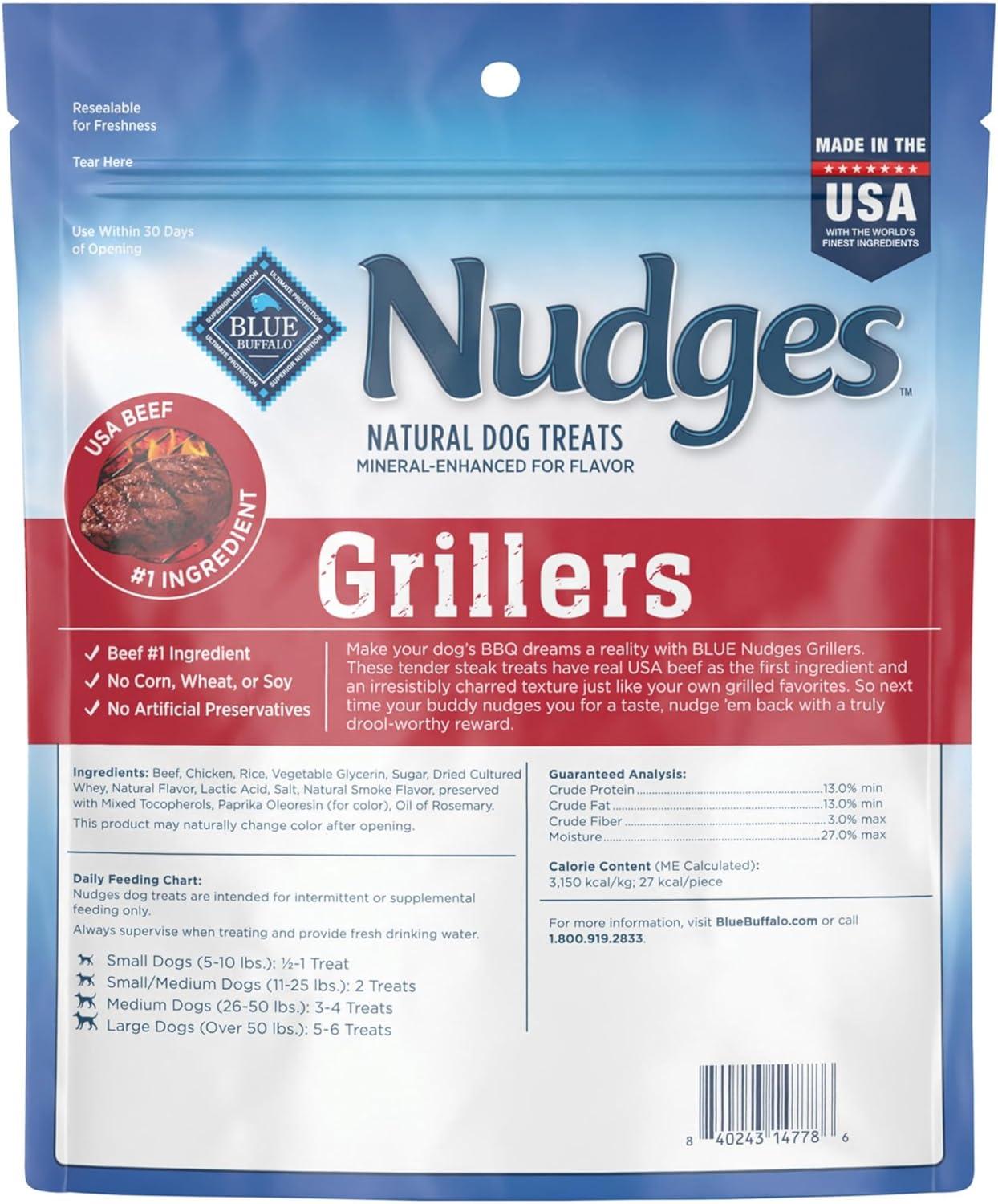 imageBlue Buffalo Nudges Grillers Natural Dog Treats Made in the USA with Real Steak 16oz BagSteak