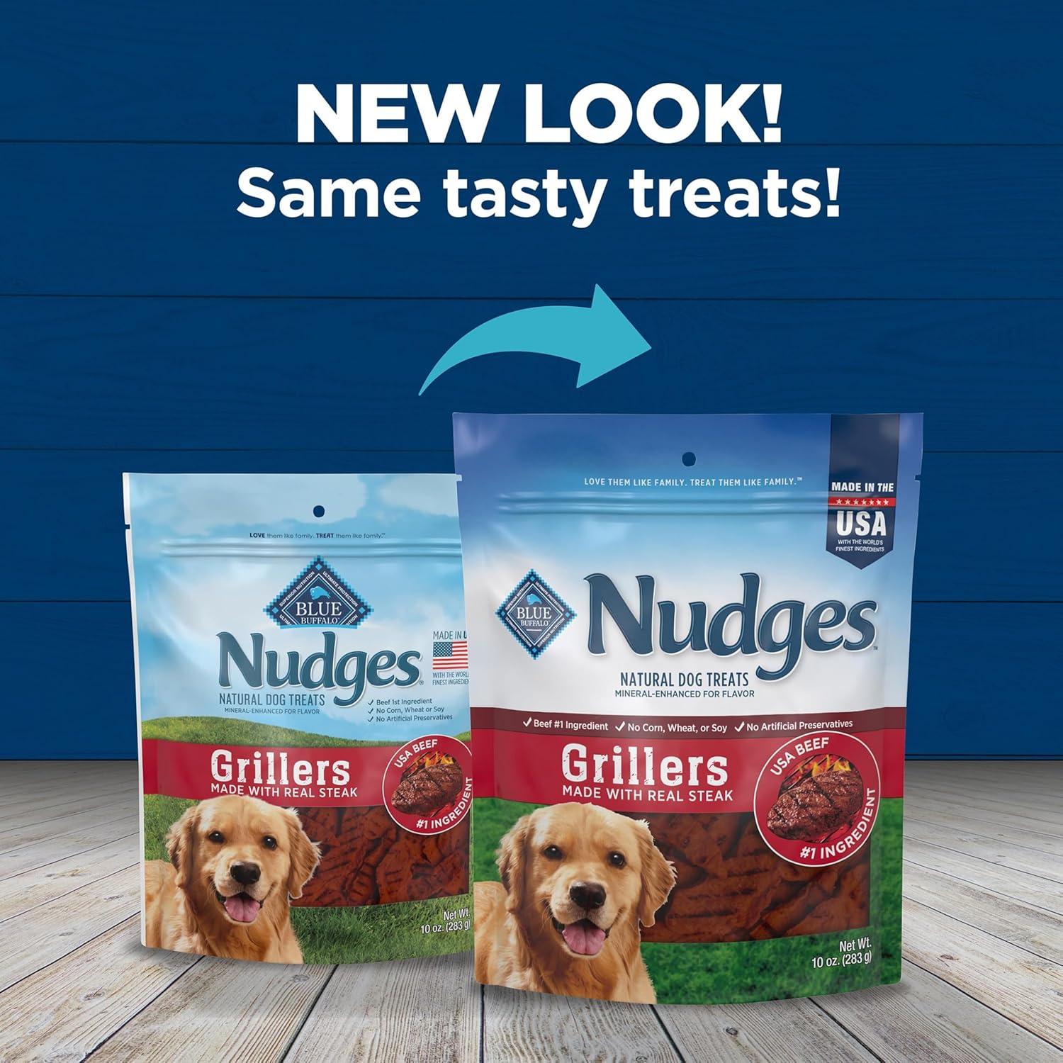 imageBlue Buffalo Nudges Grillers Natural Dog Treats Made in the USA with Real Steak 16oz BagSteak