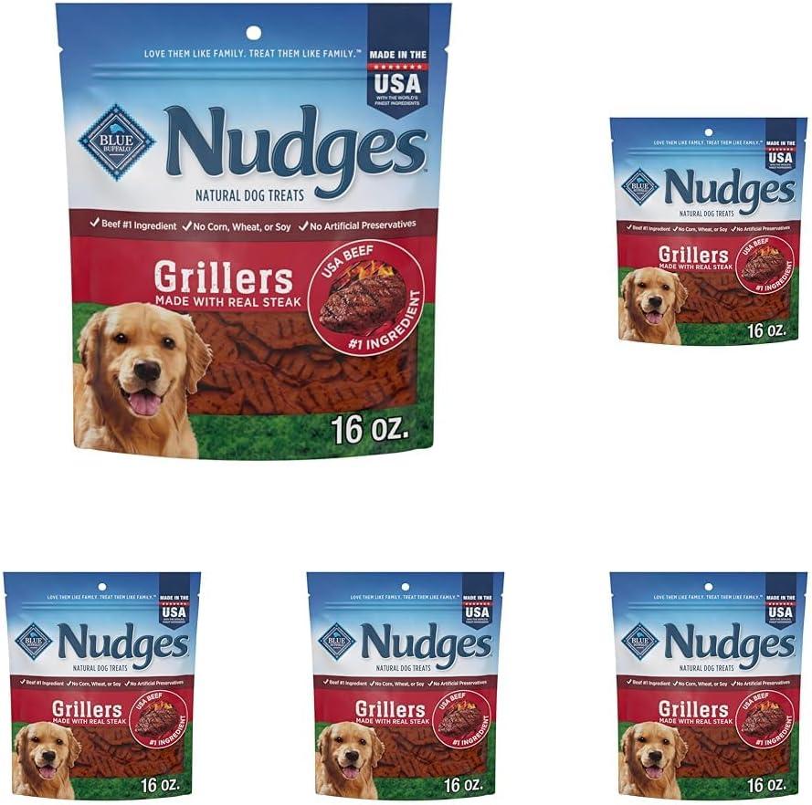 imageBlue Buffalo Nudges Grillers Natural Dog Treats Made in the USA with Real Steak 16oz BagSteak