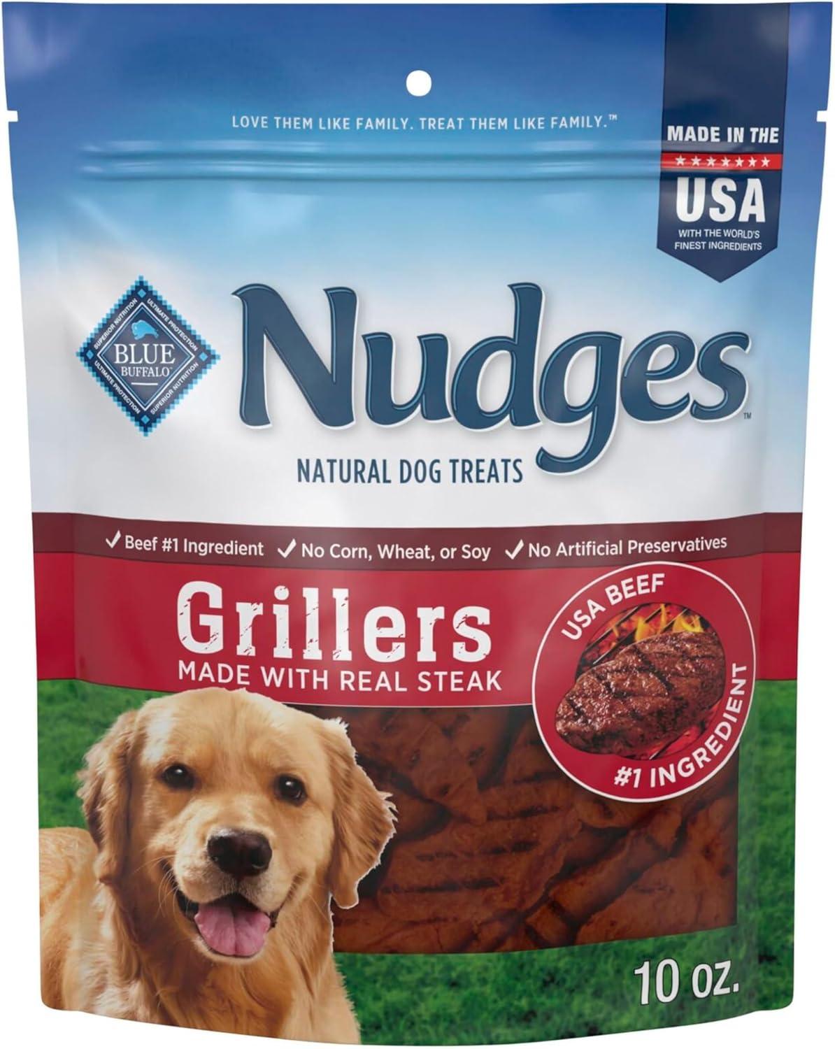 imageBlue Buffalo Nudges Grillers Natural Dog Treats Made in the USA with Real Steak 16oz BagSteak