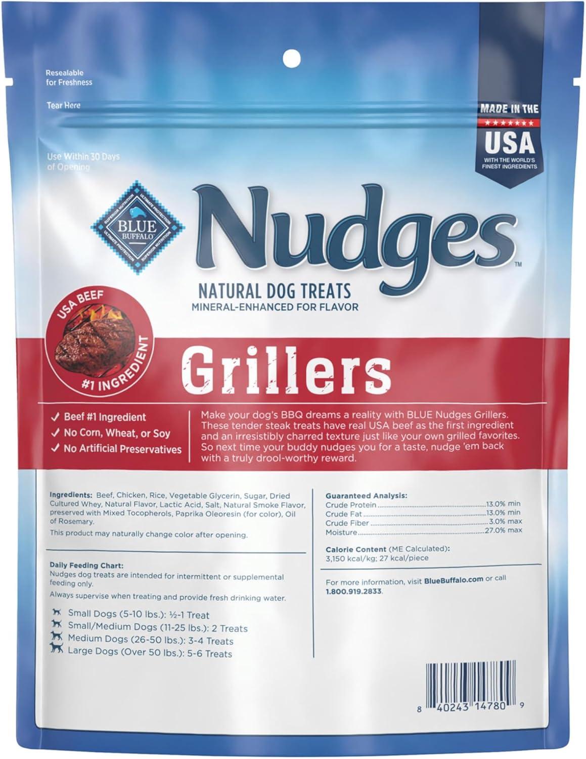 imageBlue Buffalo Nudges Grillers Natural Dog Treats Made in the USA with Real Steak 16oz BagSteak