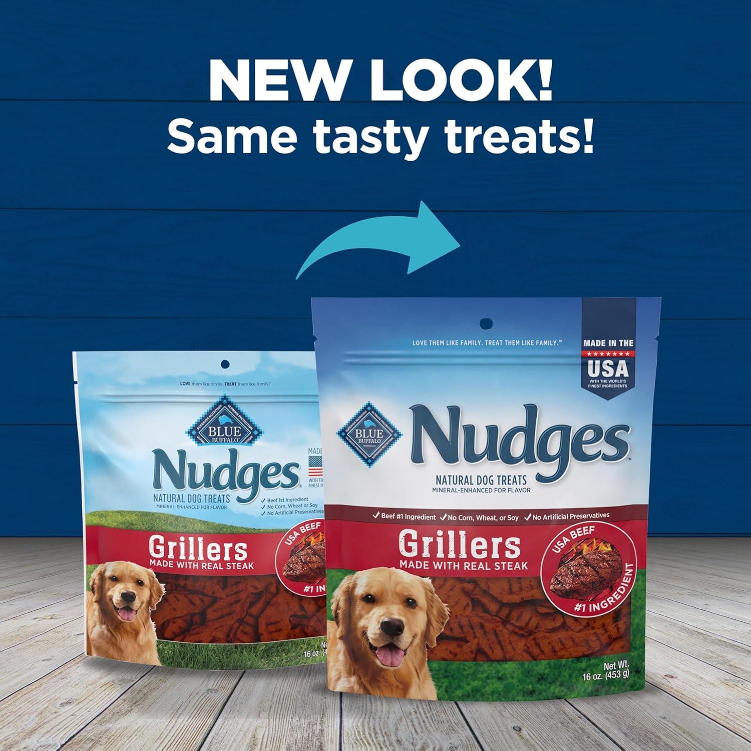 imageBlue Buffalo Nudges Grillers Natural Dog Treats Made in the USA with Real Steak 16oz BagSteak