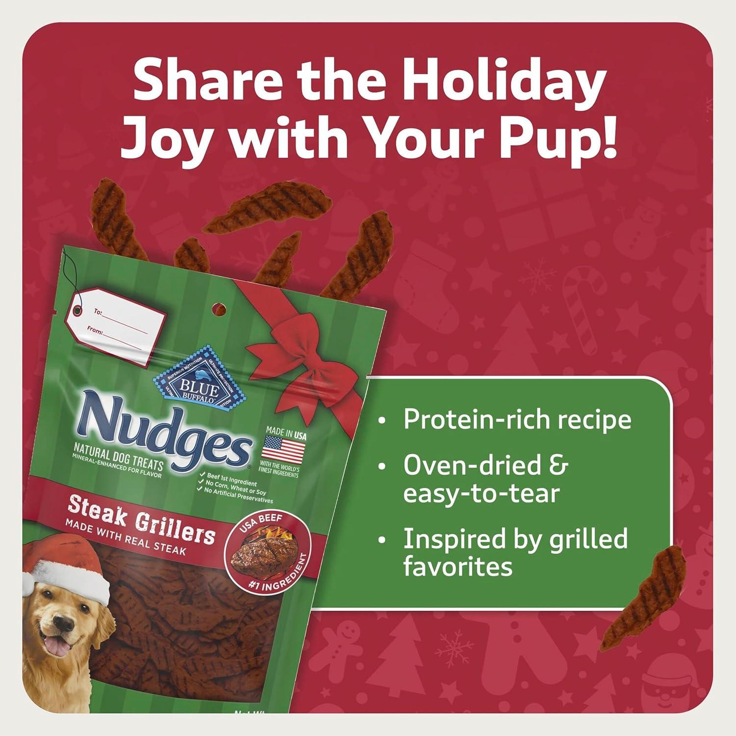 imageBlue Buffalo Nudges Grillers Natural Dog Treats Made in the USA with Real Steak 16oz BagSteak
