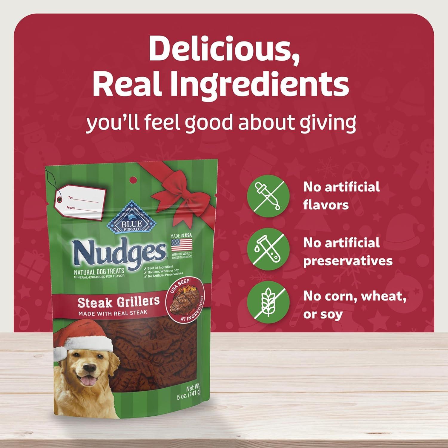 imageBlue Buffalo Nudges Grillers Natural Dog Treats Made in the USA with Real Steak 16oz BagSteak