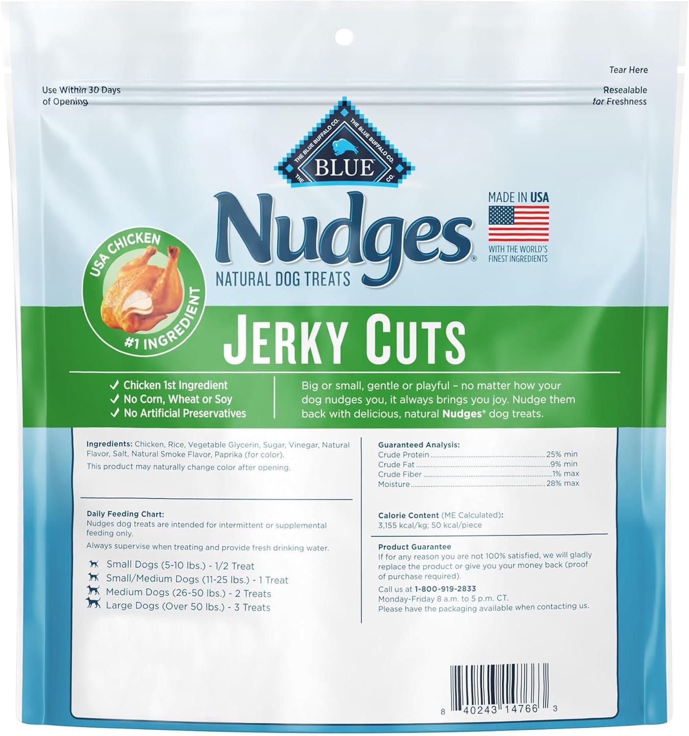 imageBlue Buffalo Nudges Jerky Bites Dog Treats Made in the USA with Natural Ingredients BiteSized Pieces Chicken 16oz BagChicken