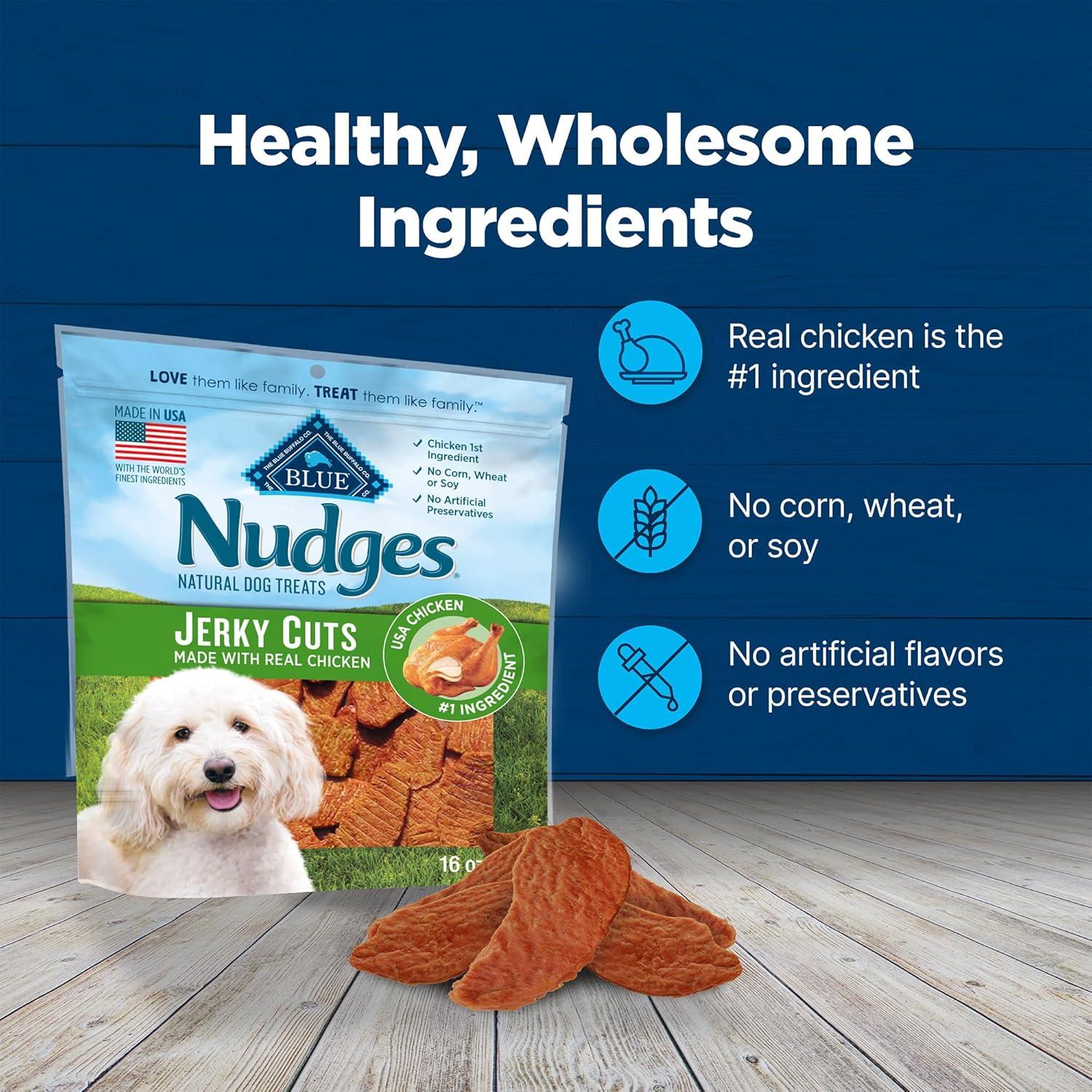 imageBlue Buffalo Nudges Jerky Bites Dog Treats Made in the USA with Natural Ingredients BiteSized Pieces Chicken 16oz BagChicken