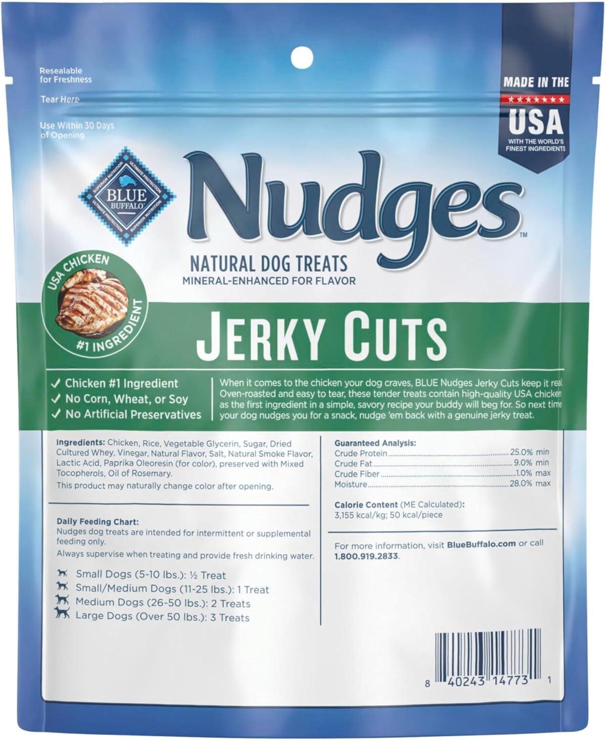 imageBlue Buffalo Nudges Jerky Bites Dog Treats Made in the USA with Natural Ingredients BiteSized Pieces Chicken 16oz BagChicken