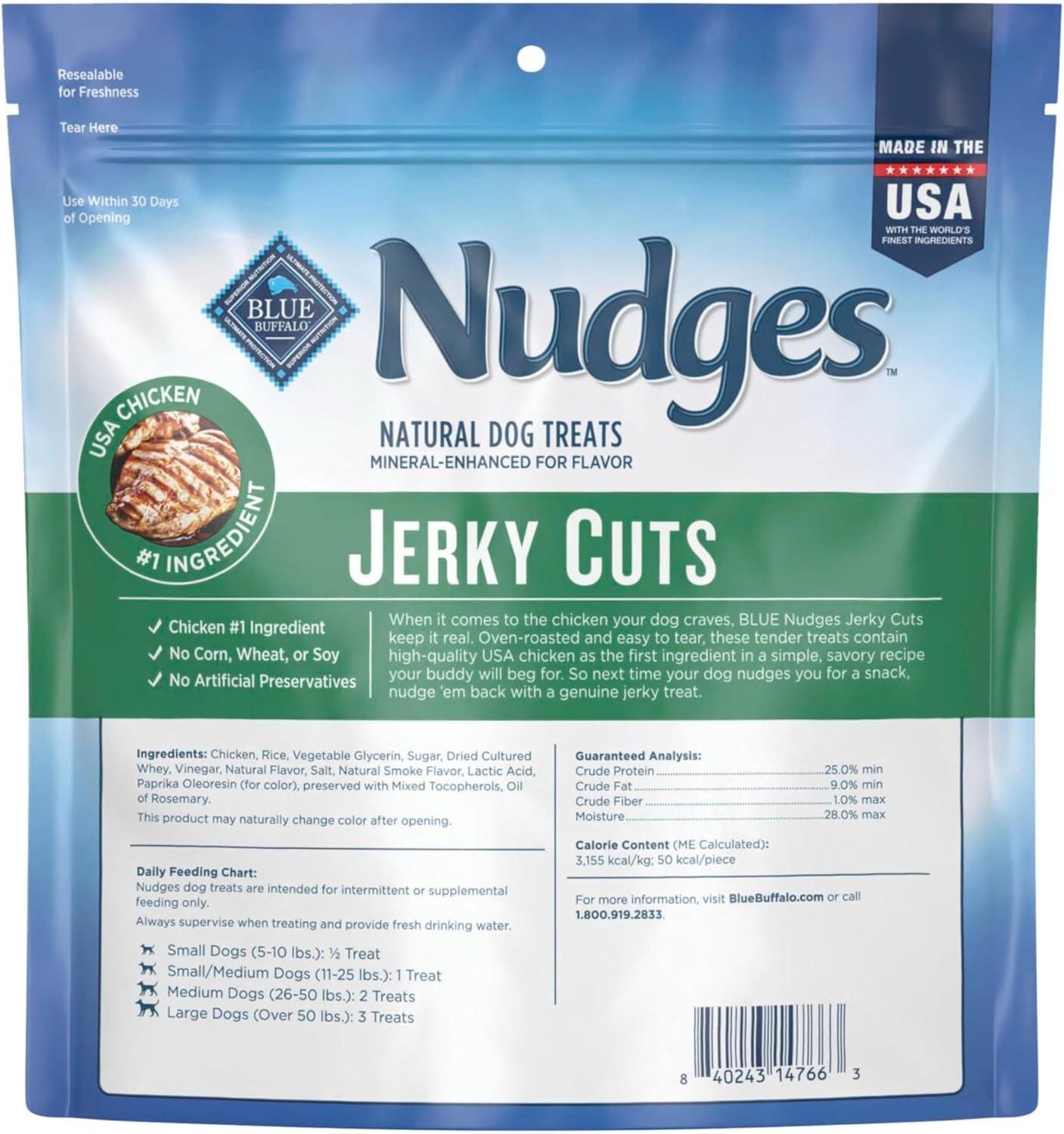 imageBlue Buffalo Nudges Jerky Bites Dog Treats Made in the USA with Natural Ingredients BiteSized Pieces Chicken 16oz BagChicken