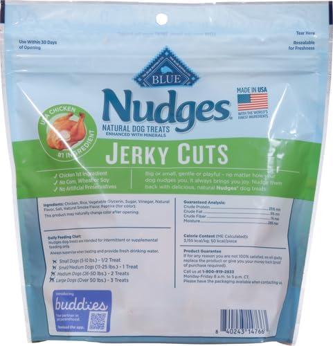 imageBlue Buffalo Nudges Jerky Bites Dog Treats Made in the USA with Natural Ingredients BiteSized Pieces Chicken 16oz BagChicken