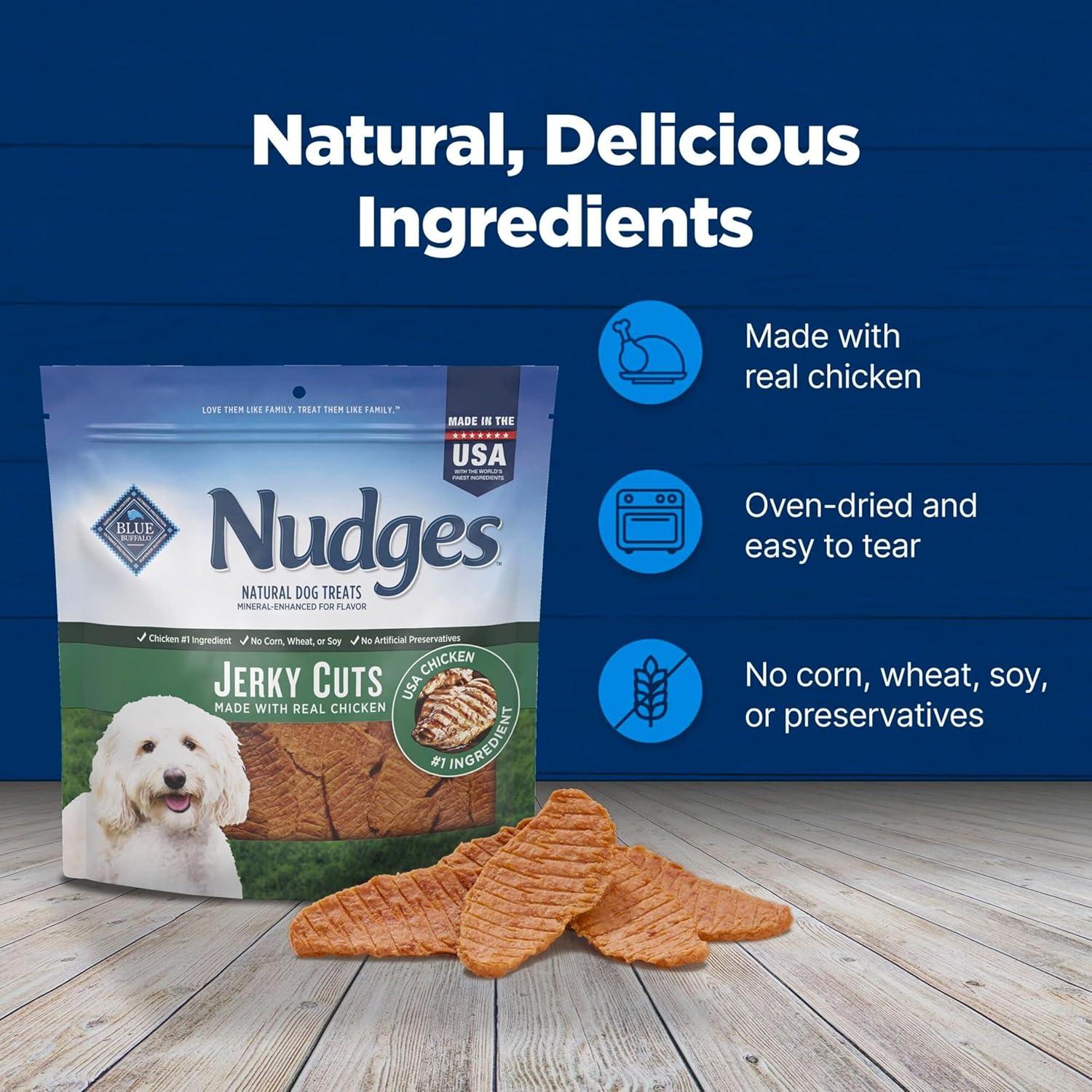 imageBlue Buffalo Nudges Jerky Bites Dog Treats Made in the USA with Natural Ingredients BiteSized Pieces Chicken 16oz BagChicken