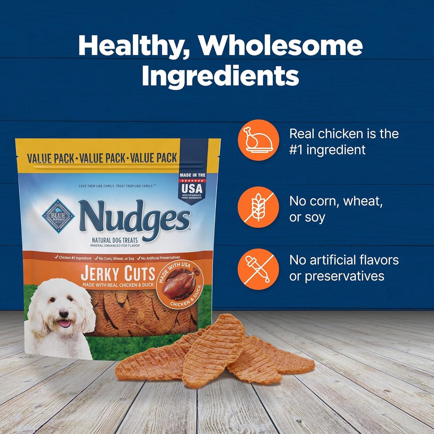 imageBlue Buffalo Nudges Jerky Bites Dog Treats Made in the USA with Natural Ingredients BiteSized Pieces Chicken 16oz BagChicken and Duck