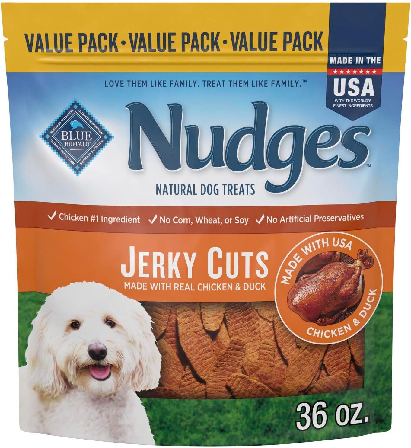 imageBlue Buffalo Nudges Jerky Bites Dog Treats Made in the USA with Natural Ingredients BiteSized Pieces Chicken 16oz BagChicken and Duck
