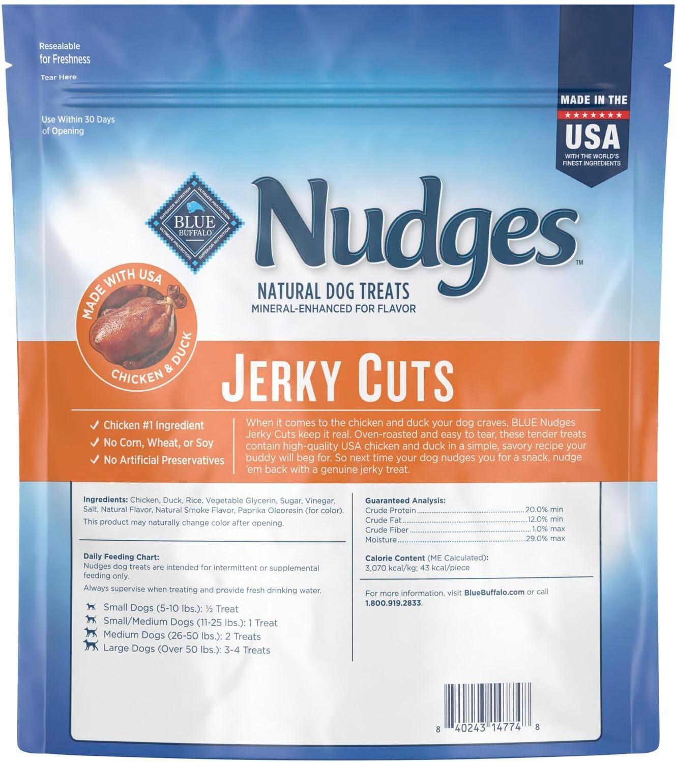 imageBlue Buffalo Nudges Jerky Bites Dog Treats Made in the USA with Natural Ingredients BiteSized Pieces Chicken 16oz BagChicken and Duck