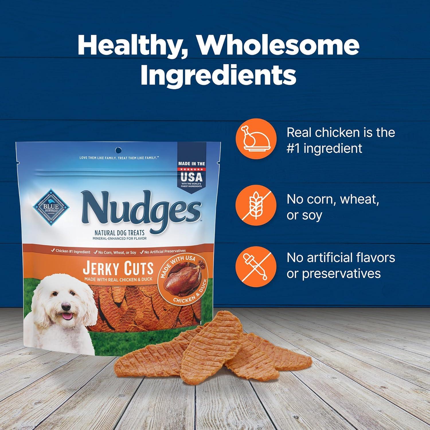 imageBlue Buffalo Nudges Jerky Bites Dog Treats Made in the USA with Natural Ingredients BiteSized Pieces Chicken 16oz BagChicken and Duck