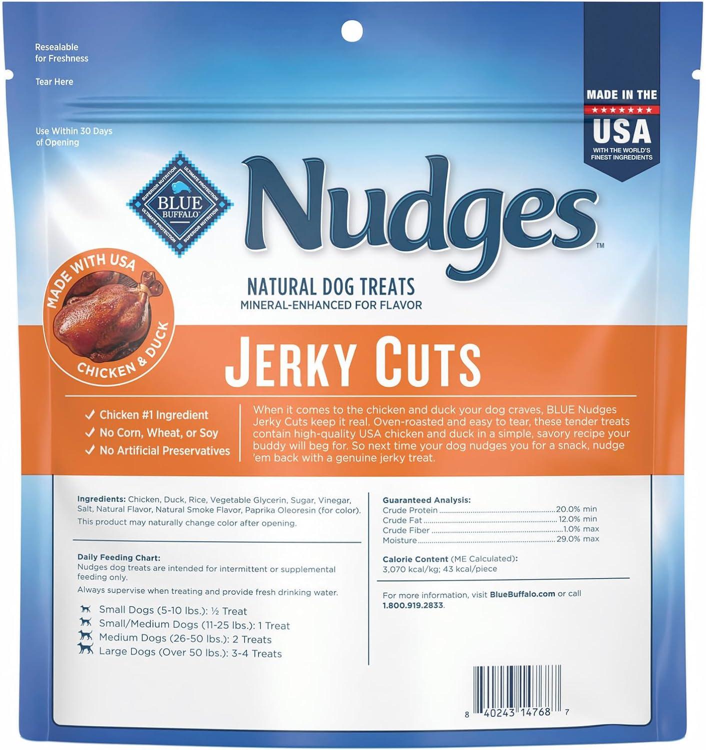 imageBlue Buffalo Nudges Jerky Bites Dog Treats Made in the USA with Natural Ingredients BiteSized Pieces Chicken 16oz BagChicken and Duck