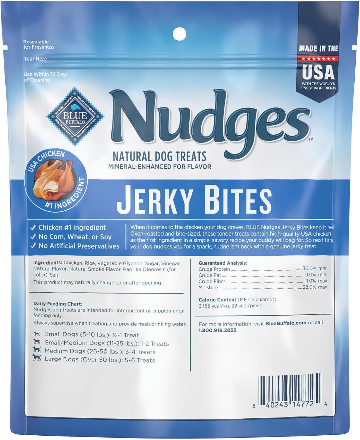 imageBlue Buffalo Nudges Jerky Bites Dog Treats Made in the USA with Natural Ingredients BiteSized Pieces Chicken 5oz BagChicken