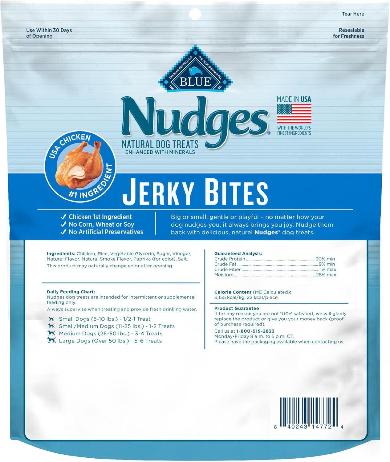 imageBlue Buffalo Nudges Jerky Bites Dog Treats Made in the USA with Natural Ingredients BiteSized Pieces Chicken 5oz BagChicken