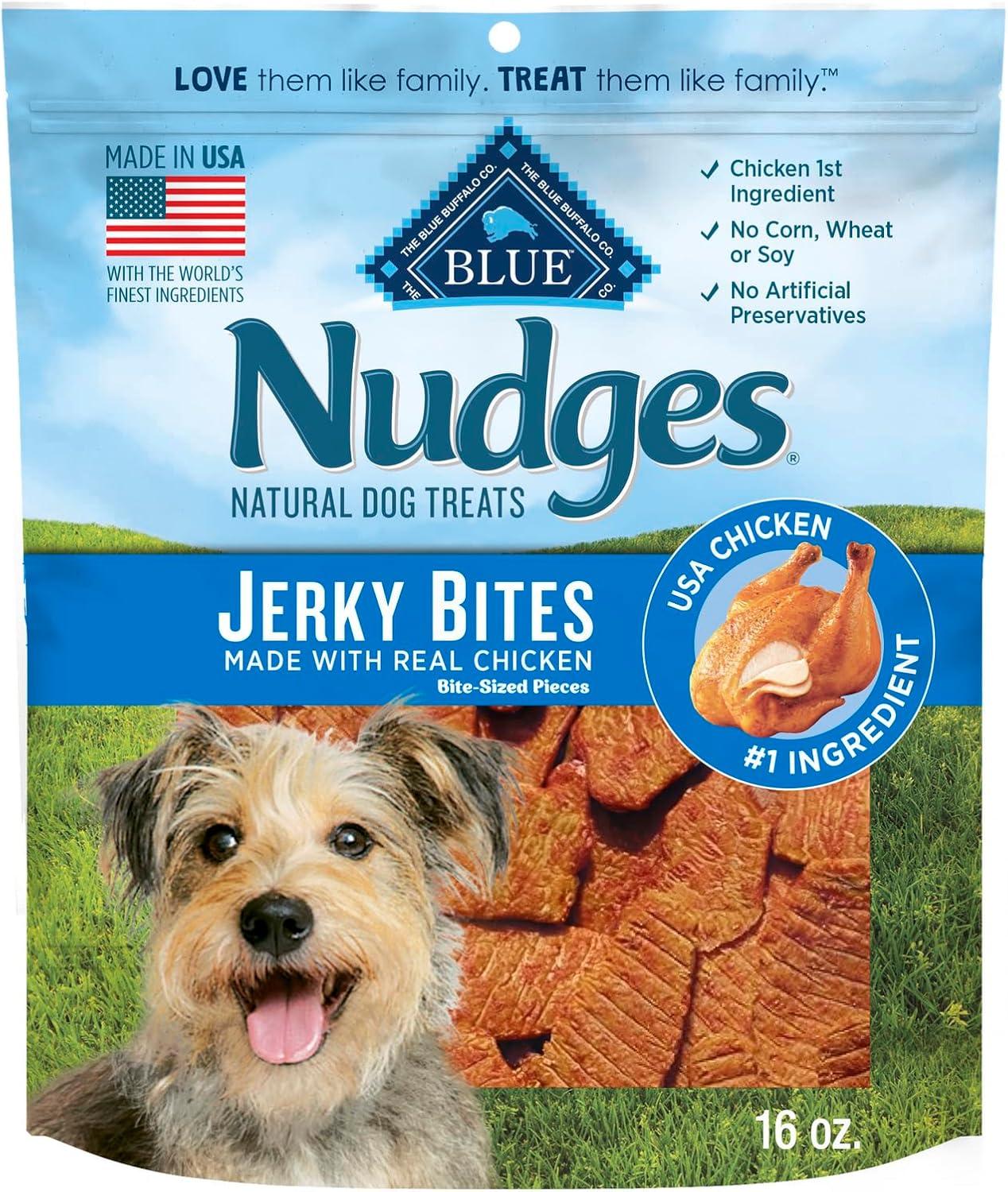 imageBlue Buffalo Nudges Jerky Bites Dog Treats Made in the USA with Natural Ingredients BiteSized Pieces Chicken 5oz BagChicken