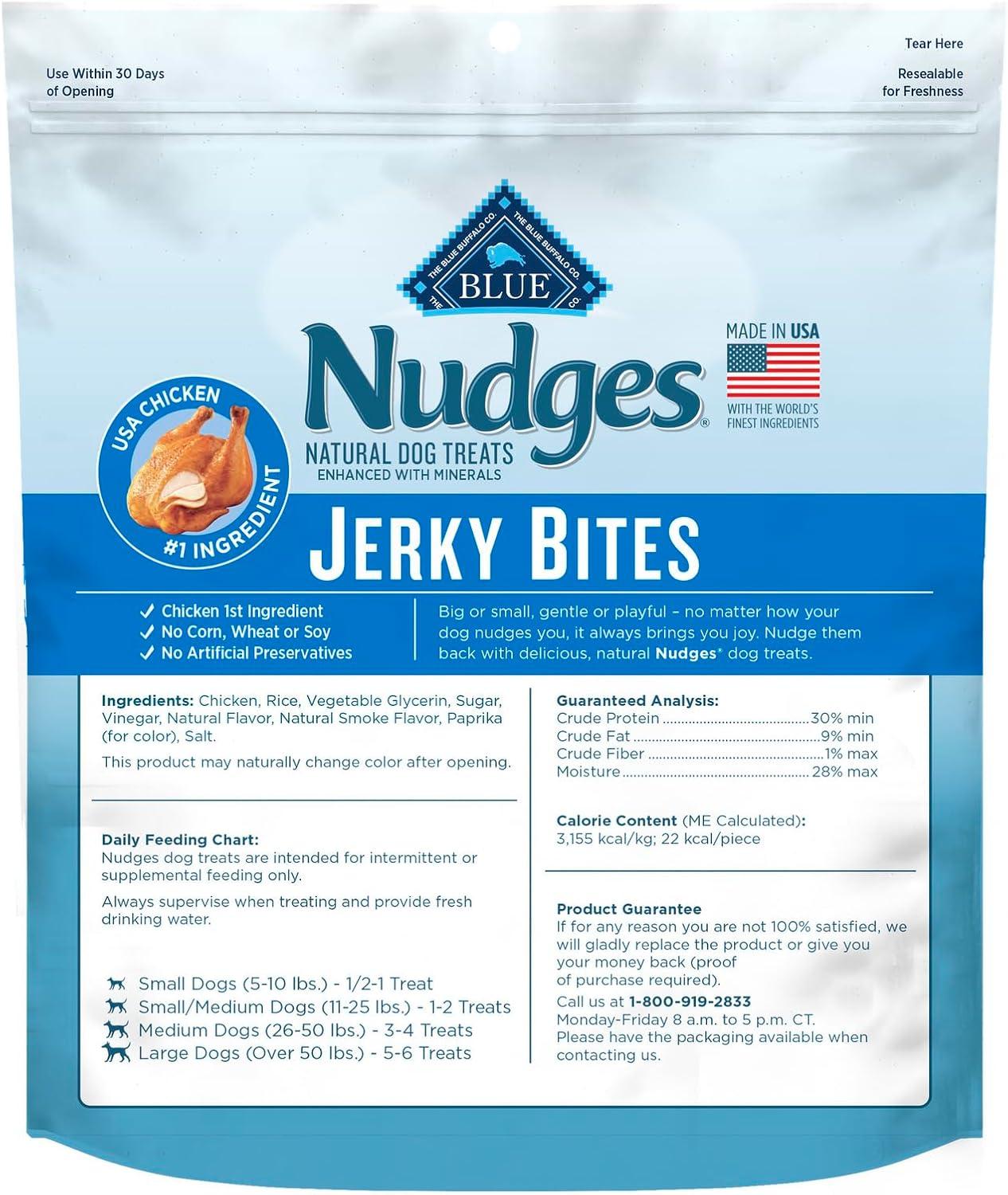 imageBlue Buffalo Nudges Jerky Bites Dog Treats Made in the USA with Natural Ingredients BiteSized Pieces Chicken 5oz BagChicken