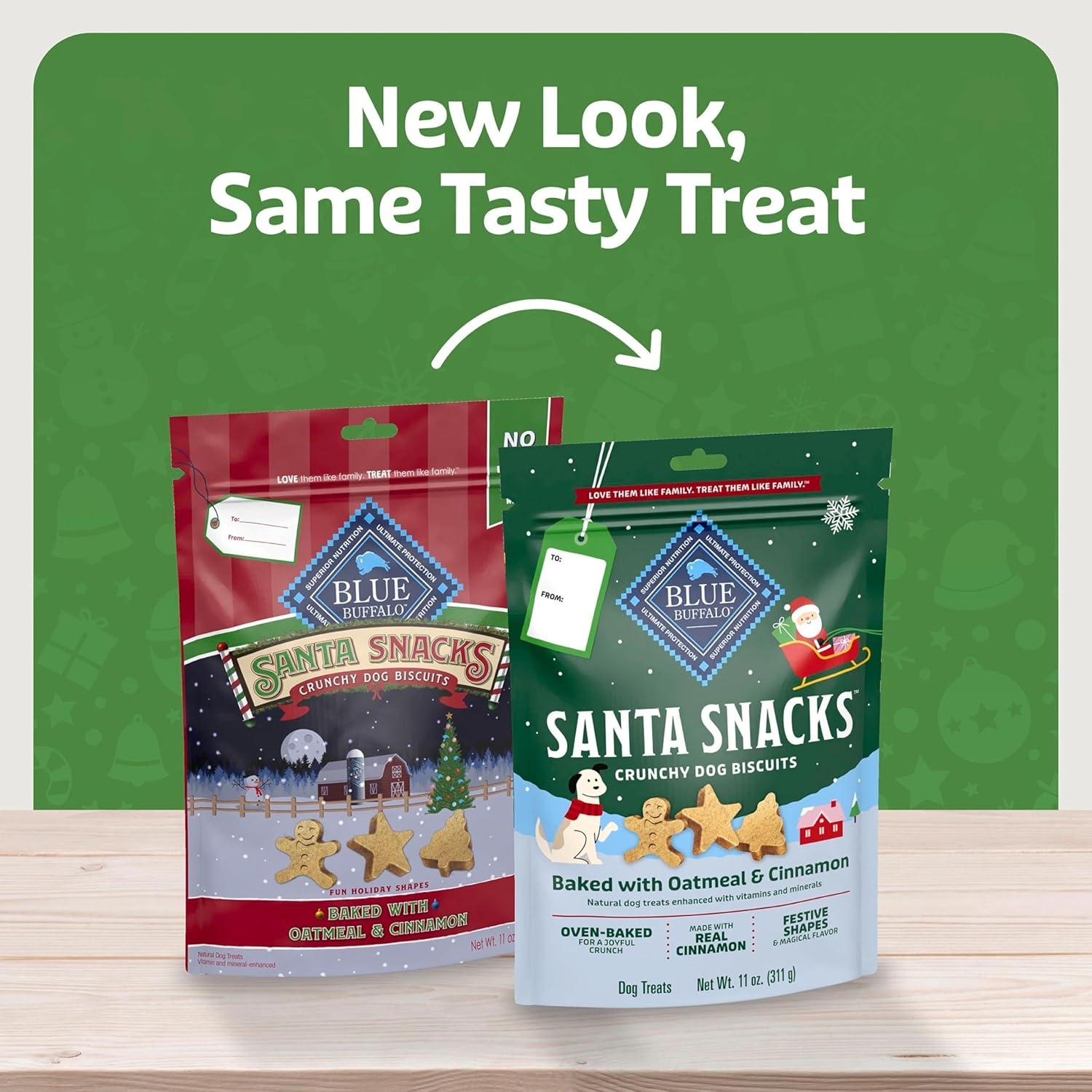 imageBlue Buffalo Santa Snacks Crunchy Dog Biscuits OvenBaked With Natural Ingredients Oatmeal amp Cinnamon 11oz Bag1 Count Pack of 1