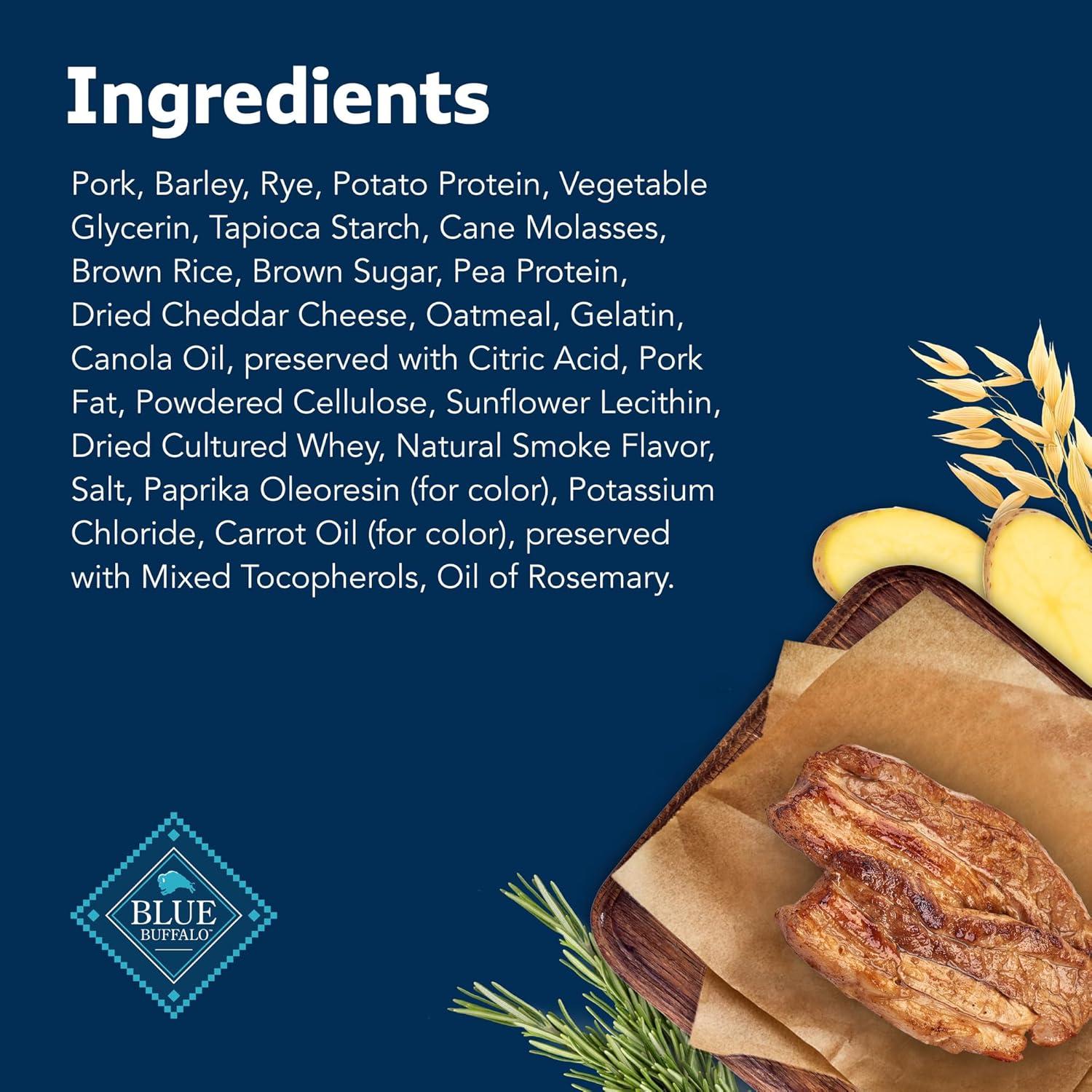 imageBlue Buffalo Sizzlers Natural Soft Dog Treats BaconStyle SoftMoist Dog Treats with Real USA Pork Original Flavor 6oz BagCheddar Pork