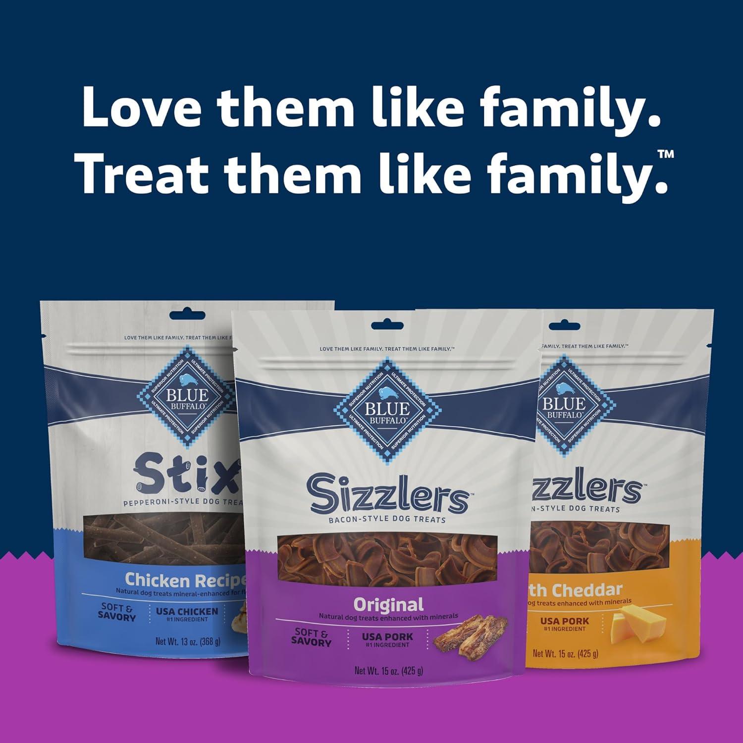 imageBlue Buffalo Sizzlers Natural Soft Dog Treats BaconStyle SoftMoist Dog Treats with Real USA Pork Original Flavor 6oz BagPork