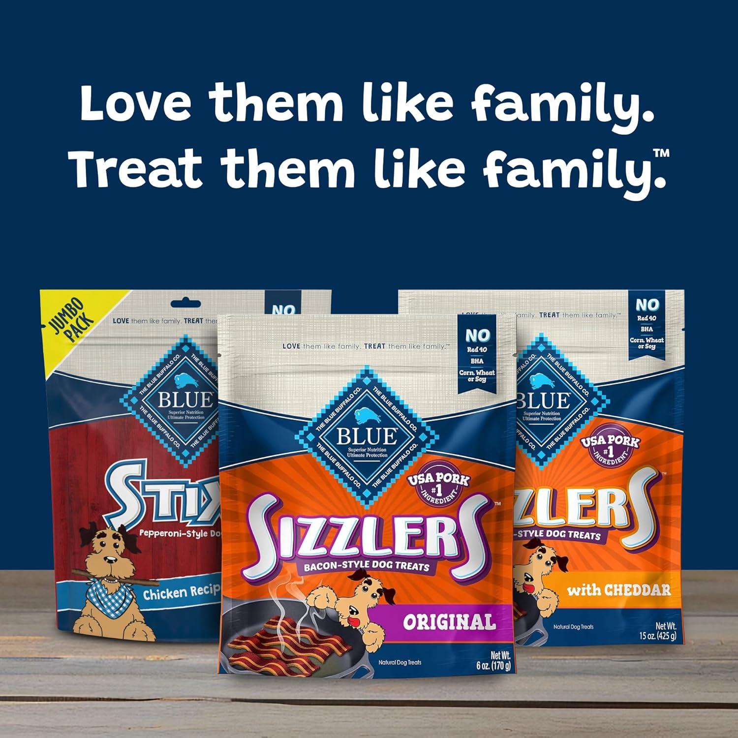 imageBlue Buffalo Sizzlers Natural Soft Dog Treats BaconStyle SoftMoist Dog Treats with Real USA Pork Original Flavor 6oz BagPork