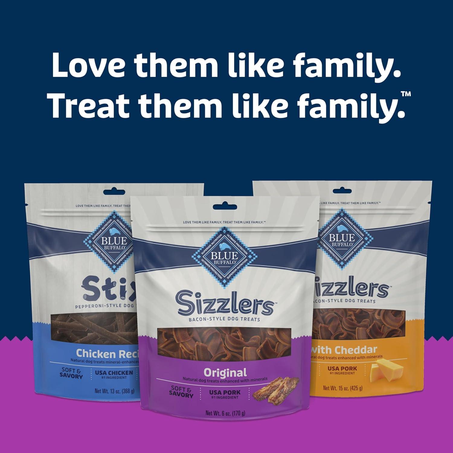 imageBlue Buffalo Sizzlers Natural Soft Dog Treats BaconStyle SoftMoist Dog Treats with Real USA Pork Original Flavor 6oz BagPork