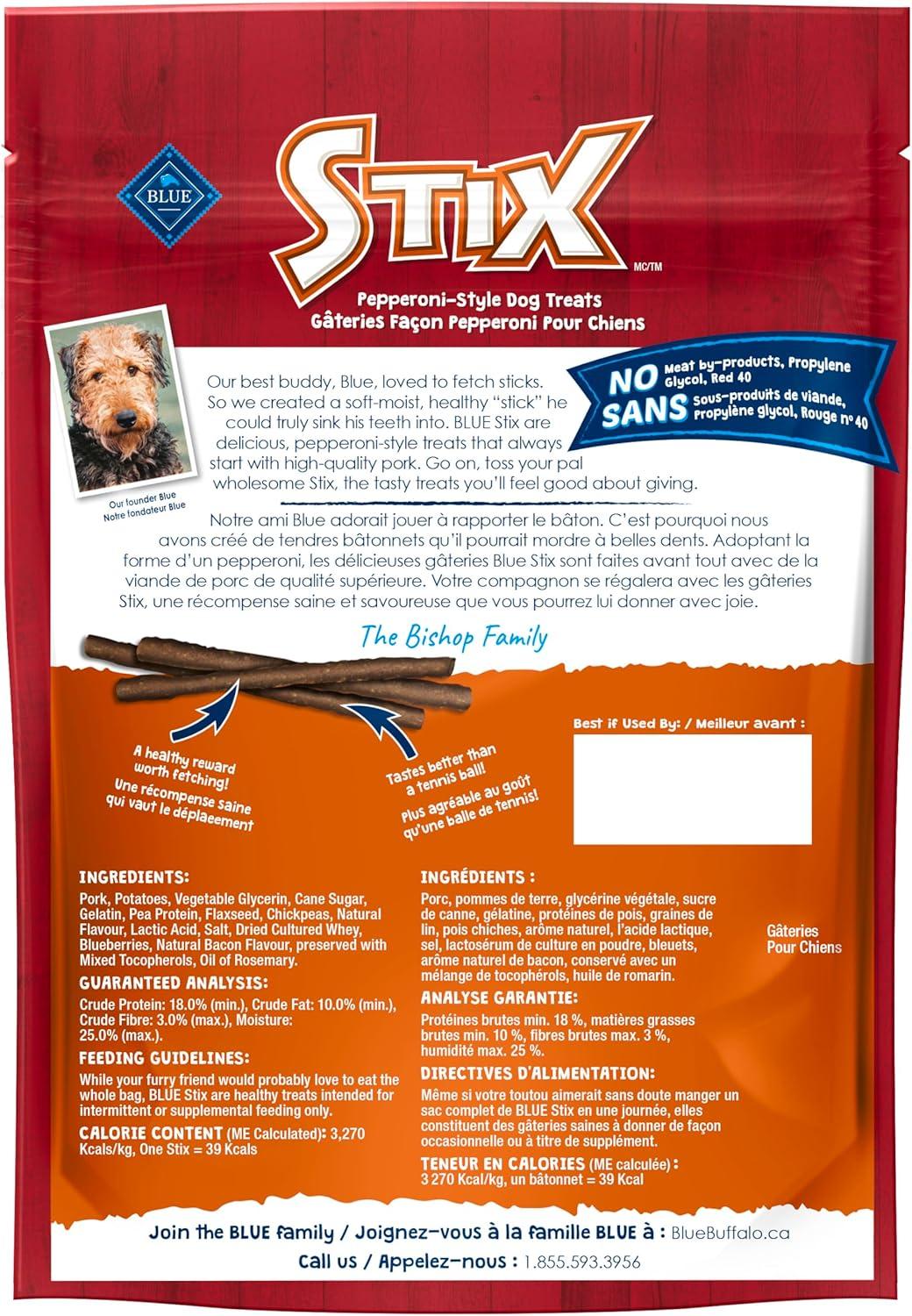 imageBlue Buffalo Stix Natural Soft Moist Dog Treats Chicken Recipe BagBacon