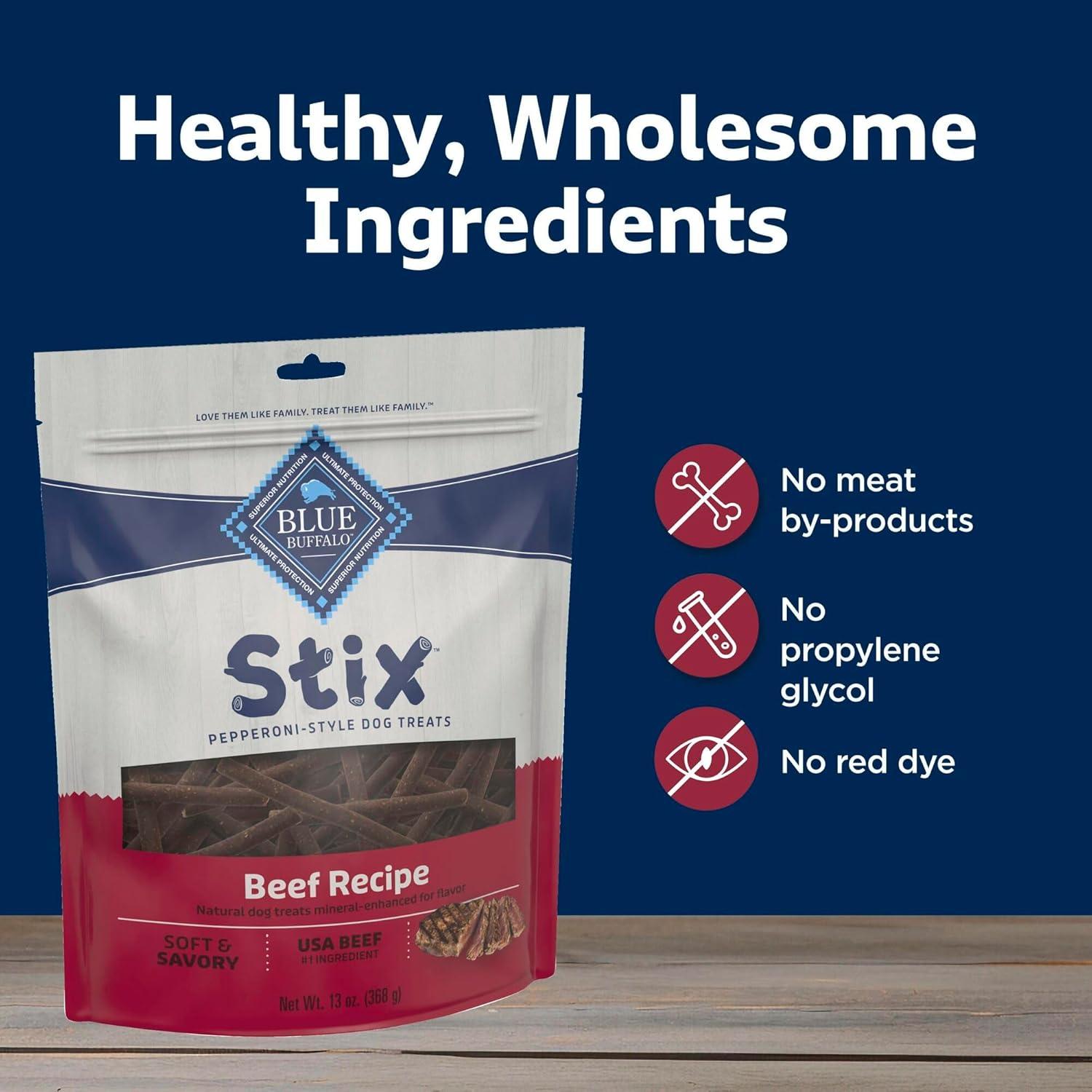 imageBlue Buffalo Stix Natural Soft Moist Dog Treats Chicken Recipe BagBeef