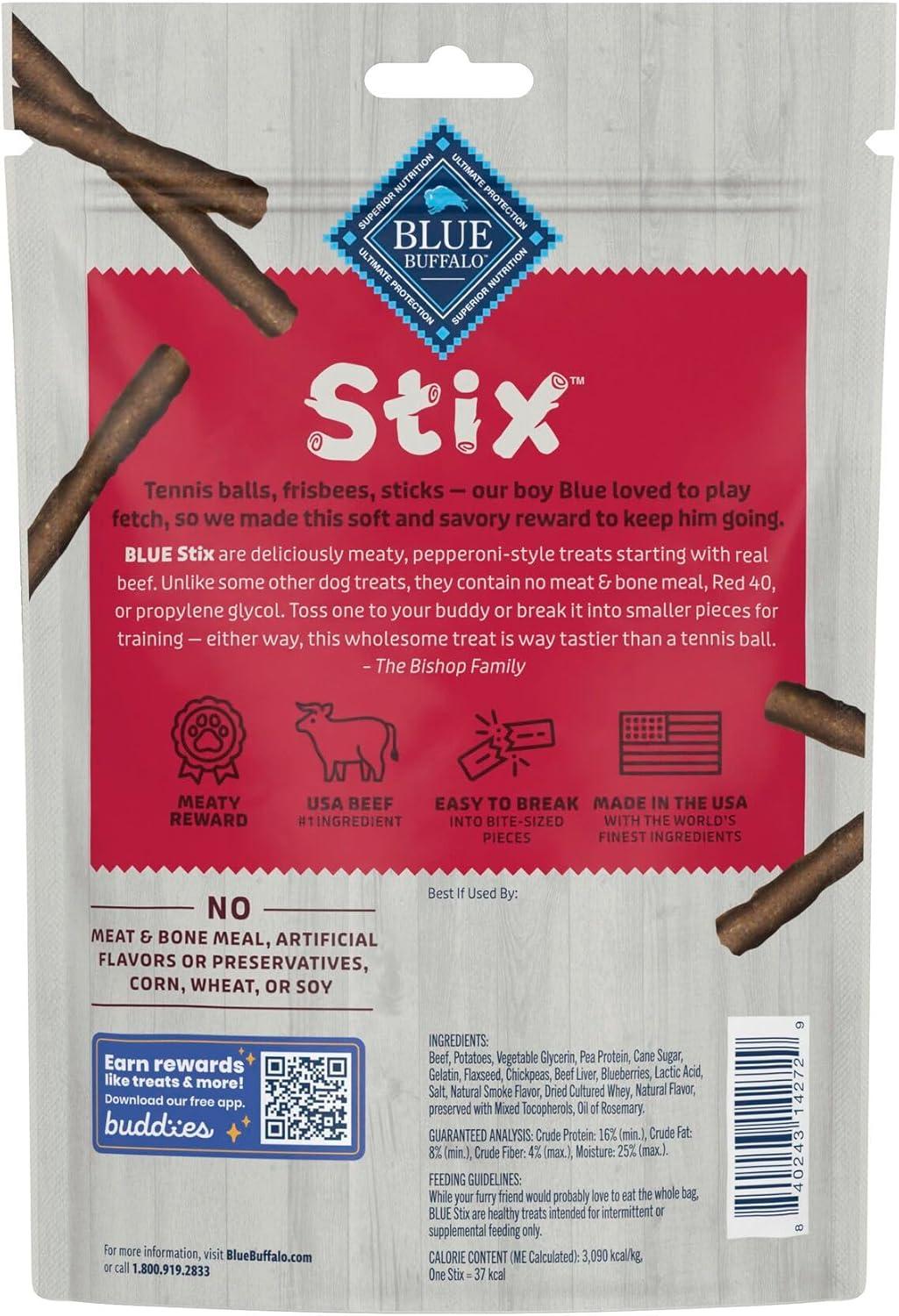 imageBlue Buffalo Stix Natural Soft Moist Dog Treats Chicken Recipe BagBeef