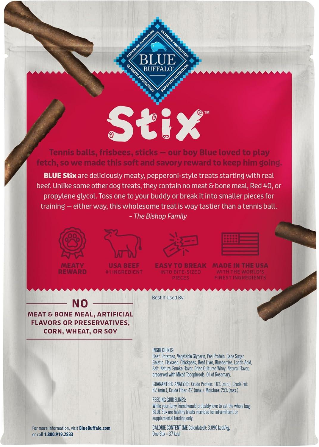 imageBlue Buffalo Stix Natural Soft Moist Dog Treats Chicken Recipe BagBeef