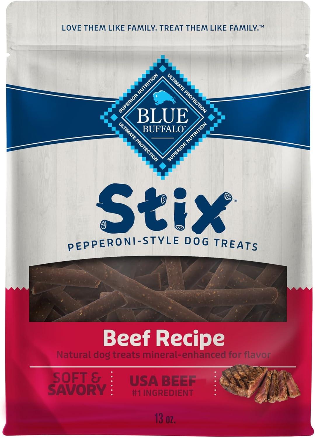 imageBlue Buffalo Stix Natural Soft Moist Dog Treats Chicken Recipe BagBeef