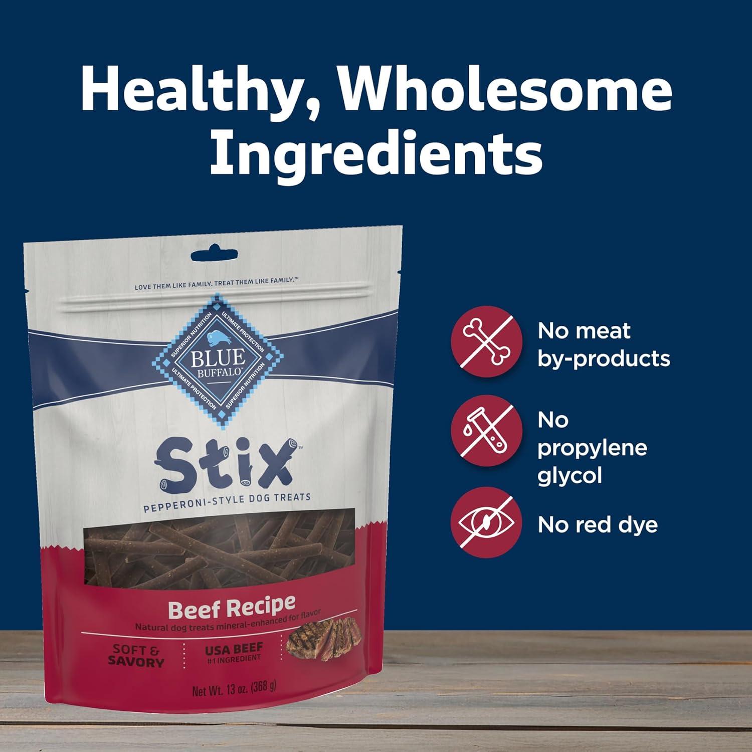 imageBlue Buffalo Stix Natural Soft Moist Dog Treats Chicken Recipe BagBeef