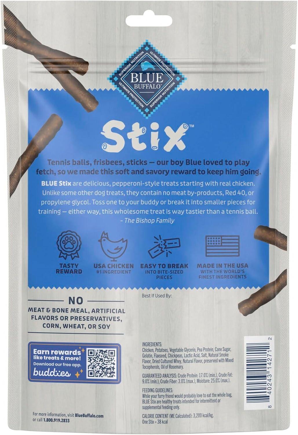 imageBlue Buffalo Stix Natural Soft Moist Dog Treats Chicken Recipe BagChicken