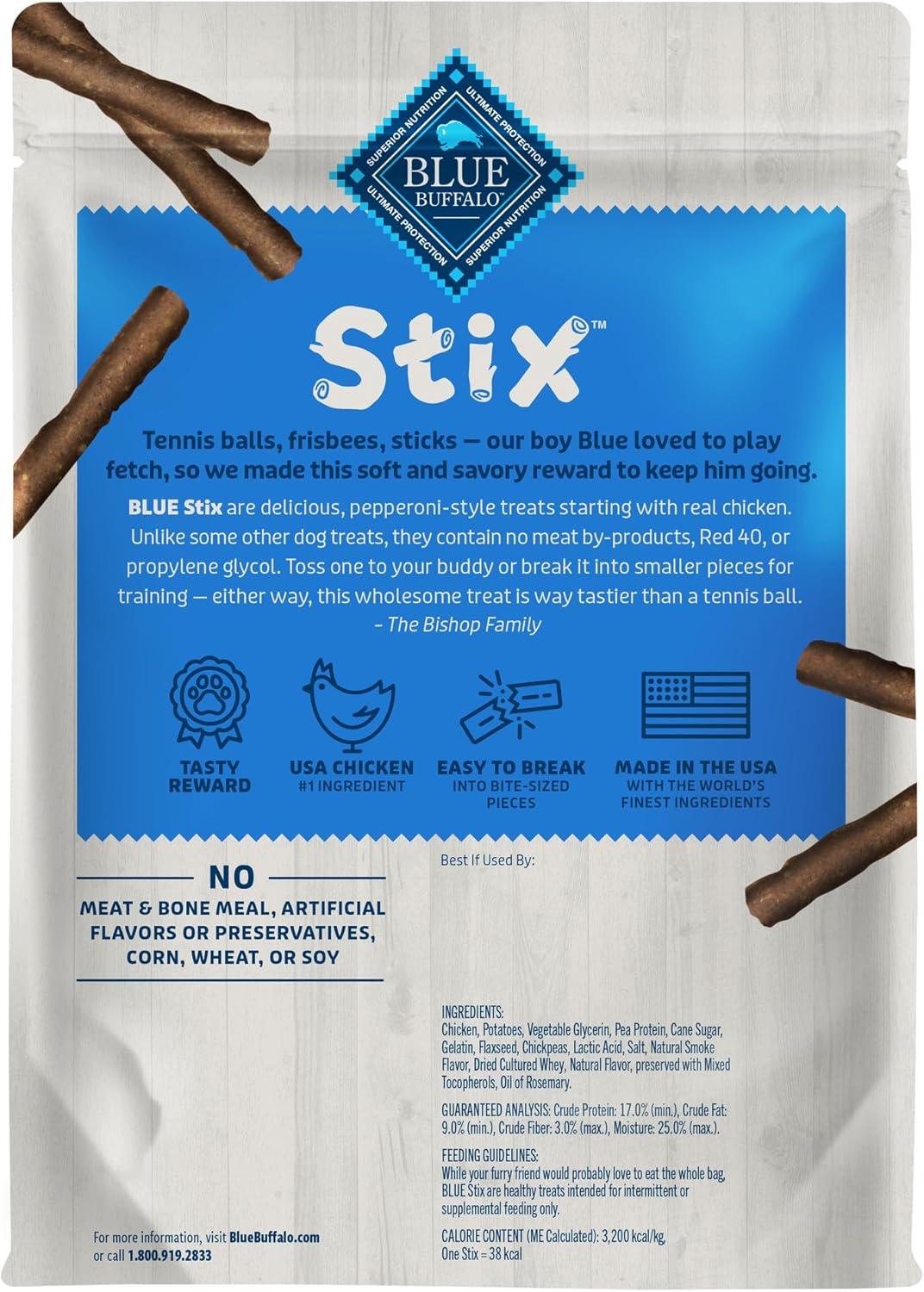 imageBlue Buffalo Stix Natural Soft Moist Dog Treats Chicken Recipe BagChicken
