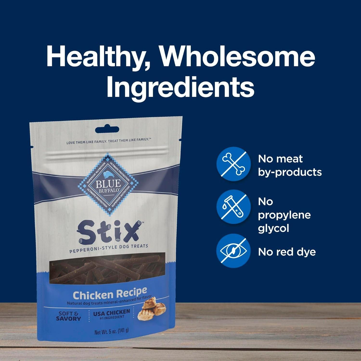imageBlue Buffalo Stix Natural Soft Moist Dog Treats Chicken Recipe BagChicken