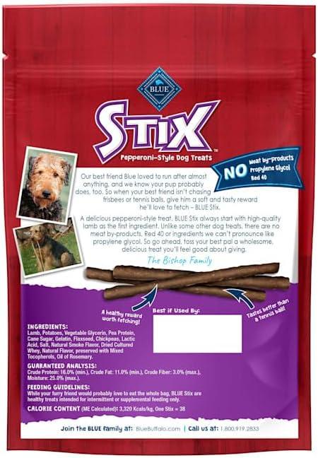 imageBlue Buffalo Stix Natural Soft Moist Dog Treats Chicken Recipe BagLamb